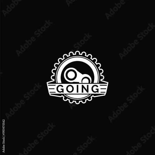 going logo with gear and text logo design