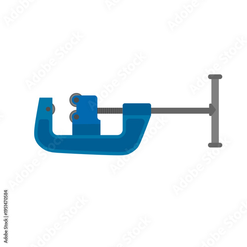 pipe cutter plumbing construction hand tool flat design vector illustration isolated on white background. plumbing tools including pipe cutter, wrench, and pipe fitting icon