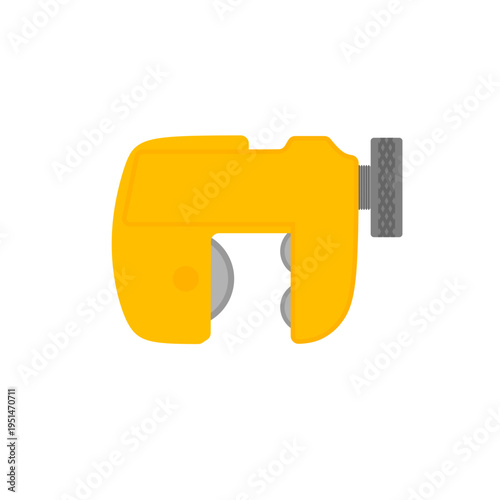 pipe cutter plumbing construction hand tool flat design vector illustration isolated on white background. plumbing tools including pipe cutter, wrench, and pipe fitting icon