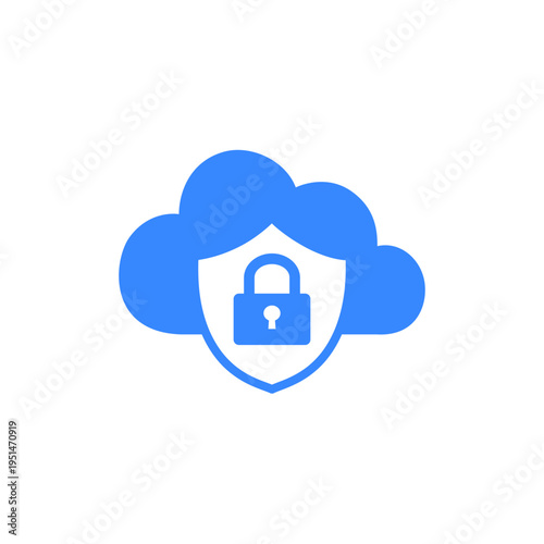 Cloud Security Icon – Shield and Padlock Data Protection Symbol