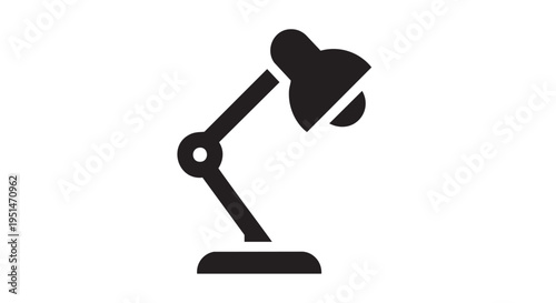 Desk Lamp with Flexible Arm Base - Black Filled Icon Vector Artwork
