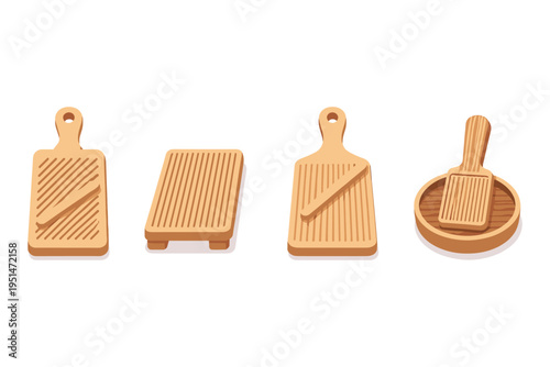 Various wooden scrubbing boards for laundry and kitchen use
