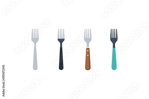 Colorful forks in various styles and designs showcasing modern tableware