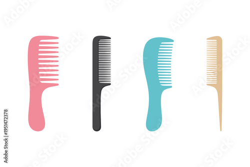 Colorful combs for hair styling in various shapes and sizes