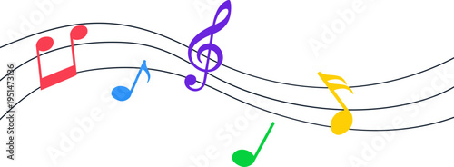 Colorful musical notes vector illustration