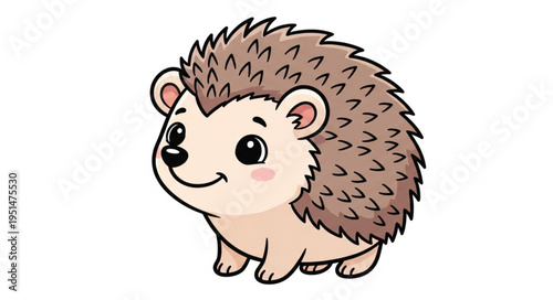 Cute Cartoon Hedgehog Character Illustration.