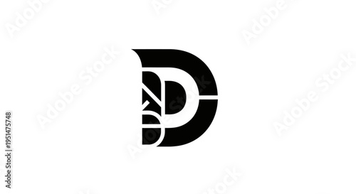 Abstract graphic design bold black and white lettering on plain white background