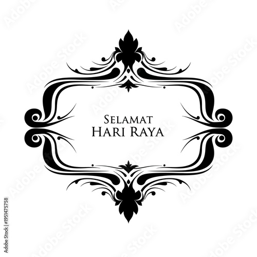 Black Selamat Hari Raya Ornate Design.