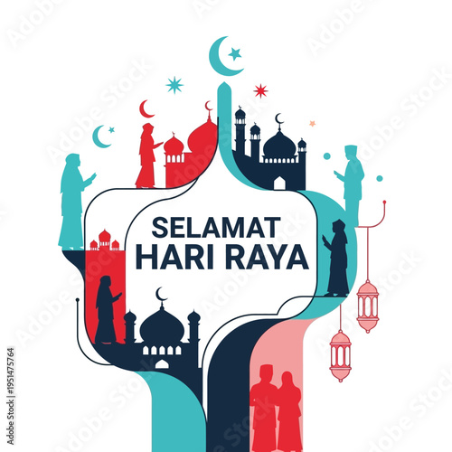 Eid Mubarak Celebration Design Elements.