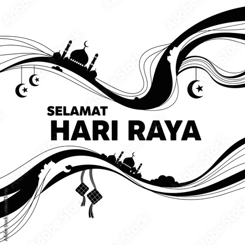 Eid Mubarak Greeting Card Design Template.