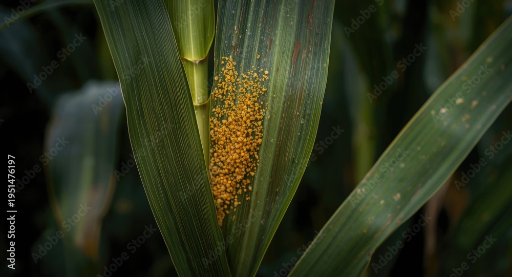 Obraz premium Pathogenesis of northern leaf blight fungus in maize foliage