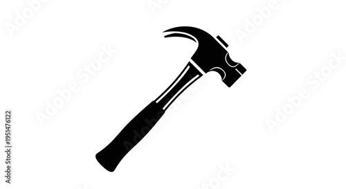 Black and white hammer illustration on white background isolated