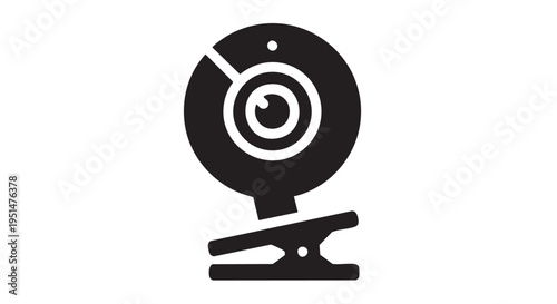 External Webcam Camera on Clip Mount Stand - Black Filled Icon Vector