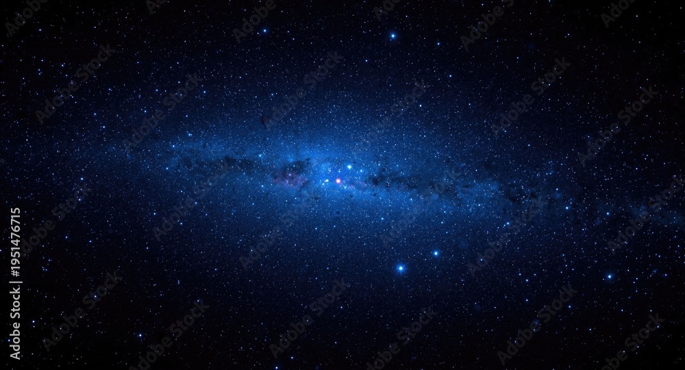 Obraz premium Mesmerizing blue galaxy sparkling with stars over a dark black universe background
