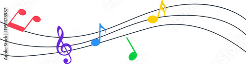 Colorful musical notes vector illustration