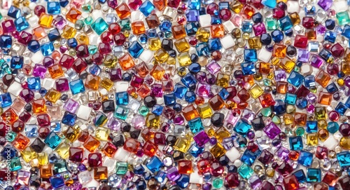 Collecting assorted acrylic rhinestone squares for vibrant three dimensional paint compositions