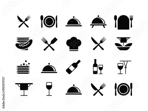 Restaurant and Hospitality Icons Pack for Menu, Cafe and Catering Design