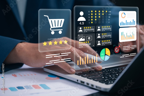Bild auf Leinwand Customer feedback analytics and ecommerce review monitoring concept