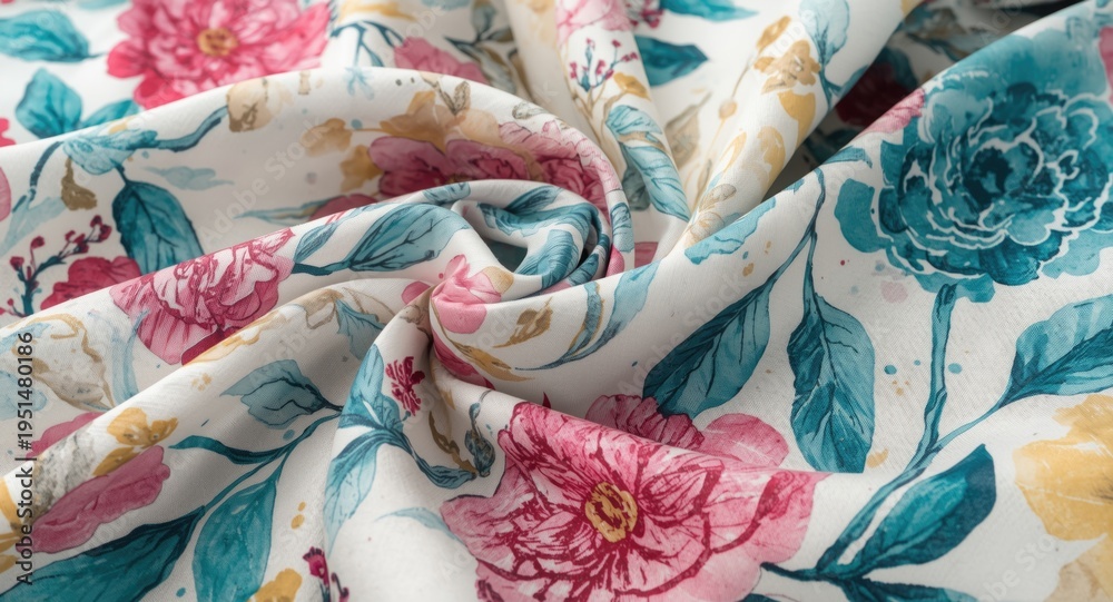 Fototapeta premium Illustrated watercolor scarf design featuring custom artistic patterns
