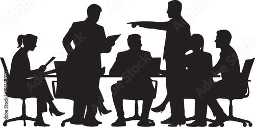 Black silhouettes of people in a meeting business meeting