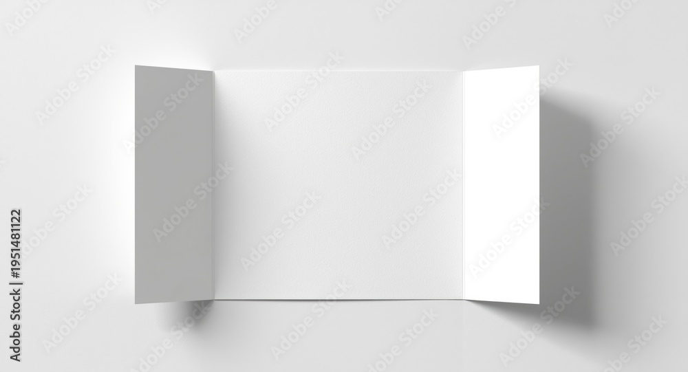 Fototapeta premium Plain white folded card template with soft shadow effect