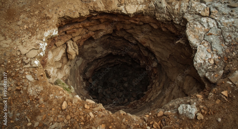 Fototapeta premium Natural earth opening formed by upper ground layer caving in