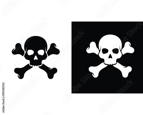 Skull and crossbones symbols warning signs of danger and skull icons