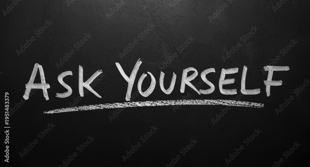 Fototapeta premium Handwritten Ask Yourself text created with marker symbolizing thoughtful introspection
