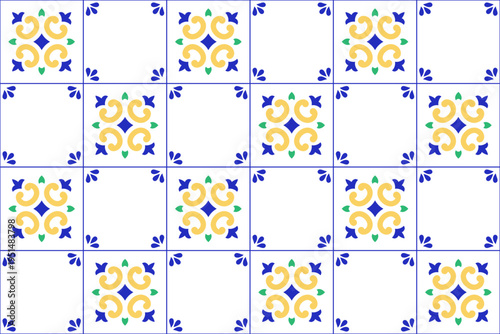 Pattern With Talavera Tiles. Background With Geometric Ornament.