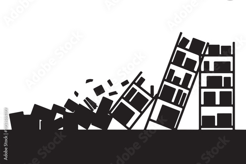 Falling reels and strips black and white broken