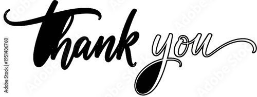Elegant handwritten text reads "Thank you" with a flowing script style