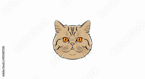 Tan cat face with bright orange eyes and dark markings