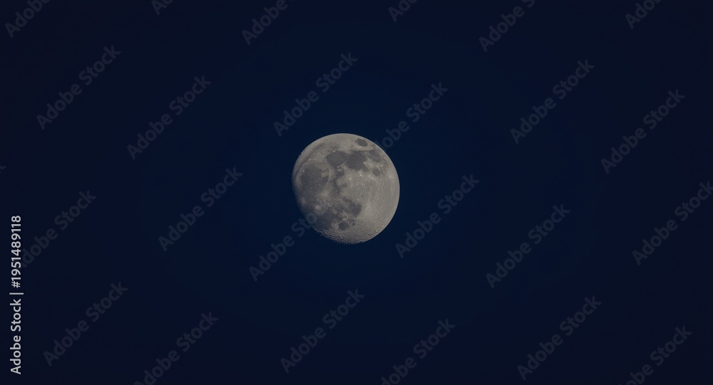 Fototapeta premium Waning gibbous moon phase starts under soft diminishing moonlight