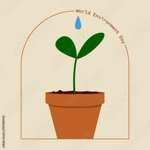 World Environment Day Illustration with Growing Plant in Pot