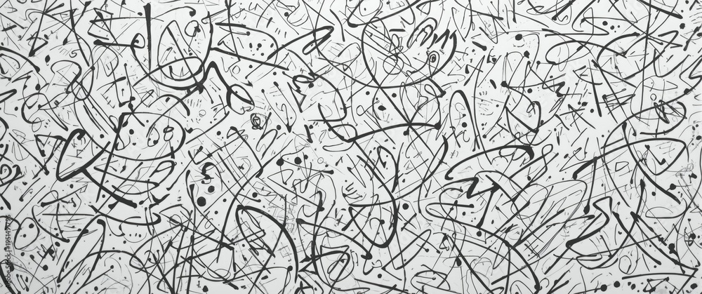 Fototapeta premium Random energetic scribbles crafting textured abstract pattern on pure white paper