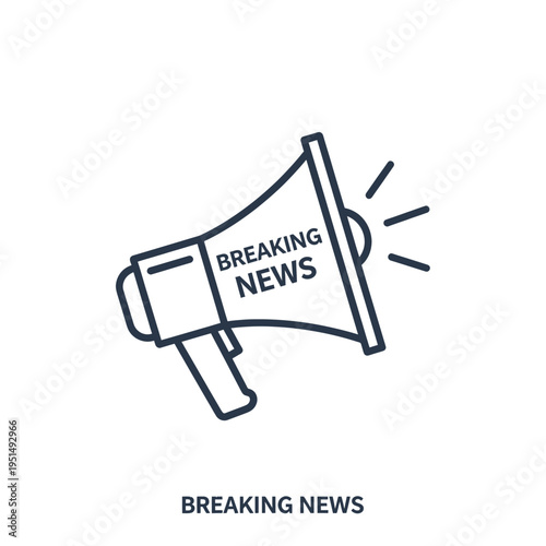 Breaking News Icon Illustration - Modern Line Art Design for Media and Communication Graphics Vector Style