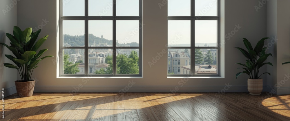 Fototapeta premium Fresh empty space focusing on window scenery