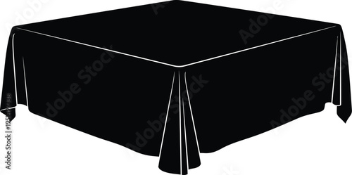 Black draped table against a white background a striking silhouette