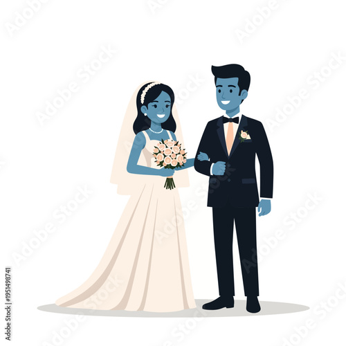 Cartoon illustration of wedding couple.