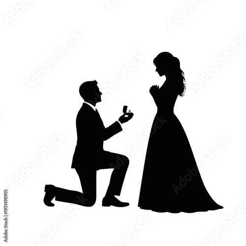 Man Proposing to Woman Silhouette.