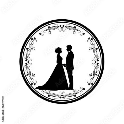 Silhouette of a wedding couple.