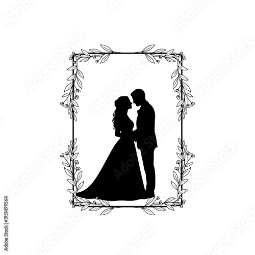 Silhouette of romantic couple embracing closely.