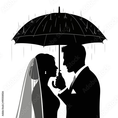 Silhouette of wedding couple romance.