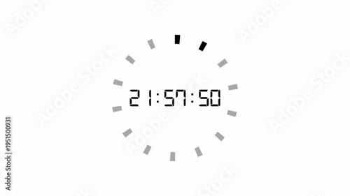 24 hours countdown timer animation in one minute on a transparent background, twenty four hours countdown timer in 60 seconds, Countdown timer from 24 to 0 hours in 4k