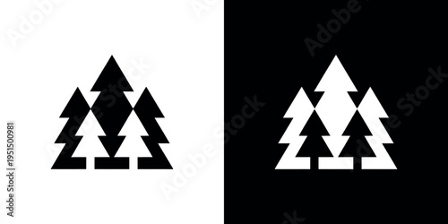 Black and white christmas tree on contrasting backgrounds