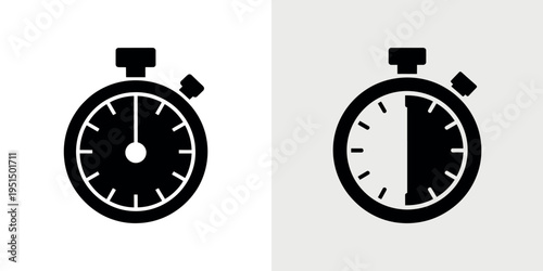 Black and white stopwatch clock timer
