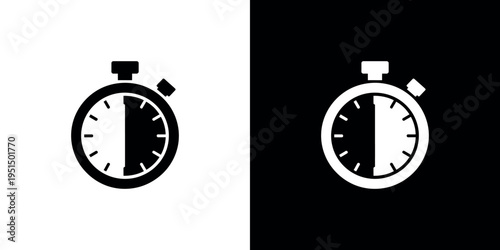 Black and white stopwatch on split color background