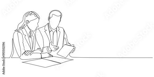 Business or tax document review, A refined continuous line art illustration vector eps