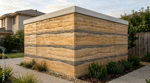 Wallpaper Mural Rammed earth wall texture detail sustainable modern architectural design with natural materials and eco-friendly construction techniques Torontodigital.ca