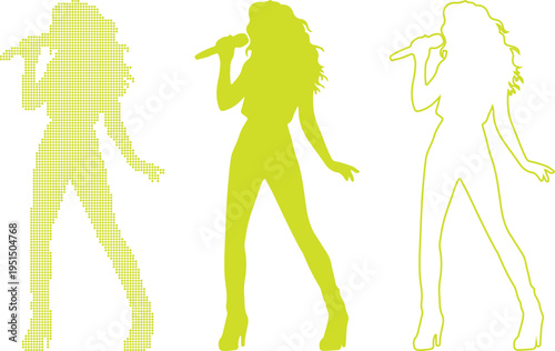 Singer Silhouette Collection with Microphone silhouettes lime